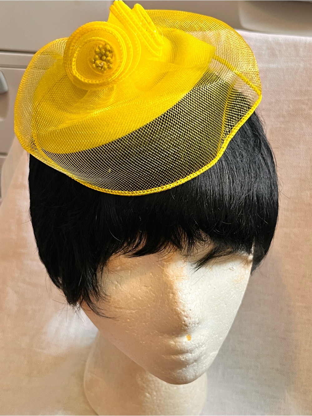 Yellow Mesh Cocktail Fascinator Hat for Women